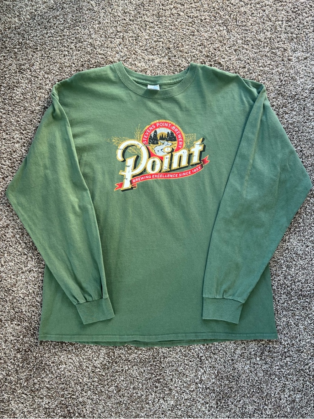 Stevens Point Brewery Green Long Sleeve Crewneck Size XL